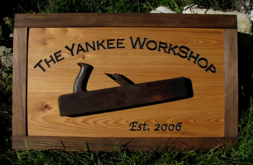 Custom wood sign with authentic vintage tool